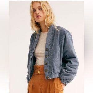 Free People Quilted Denim-Like Jacket